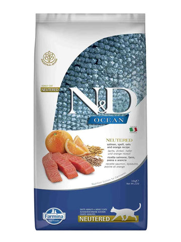 N&D Ocean Düşük Tahıllı Somon Balığı ve Portakallı Kısır Kedi Maması 10 kg