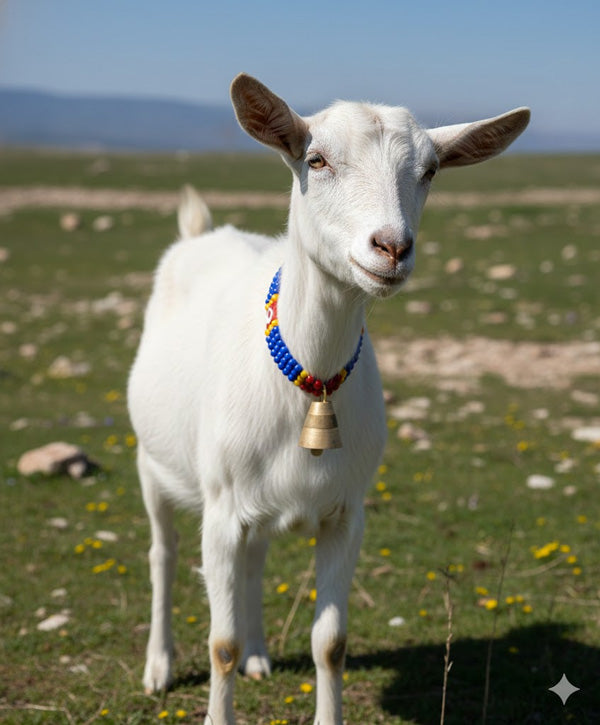 mahmutogluav av malzemeleri Türk bayraklı boncuklu keçi çanı tasma 7 cm büyük boy ürün görseli