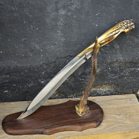 Yavuz Bıçak 42 Cm Boynuz Kabze büyük boy av bıçağı (standlı)