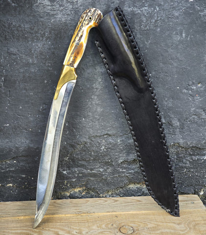 Yavuz Bıçak 42 Cm Boynuz Kabze büyük boy av bıçağı (standlı)