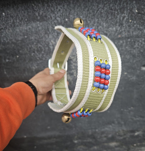 Boncuklu büyük çoban köpeği tasması 76 cm