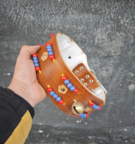 Hakiki deri çoban köpeği tasması 76 cm