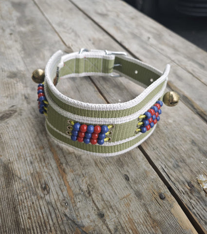 Boncuklu büyük çoban köpeği tasması 76 cm