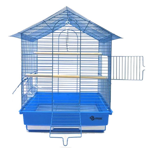 Dayang iki kapılı çatılı muhabbet kuşu kafesi 35x28x46 cm mavi