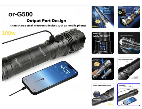 mahmutogluav av malzemeleri Gold Orion OR-G500 100W ZOOMLU Süper Şarjlı avcı feneri ürün görseli