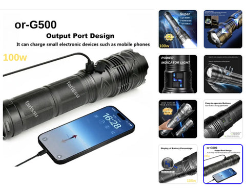 Gold Orion OR-G500 100W ZOOMLU Süper Şarjlı avcı feneri