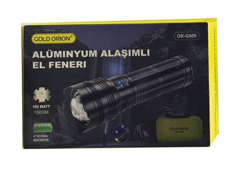 Gold Orion OR-G500 100W ZOOMLU Süper Şarjlı avcı feneri