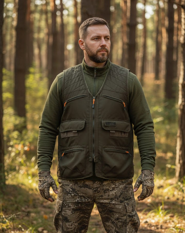 mahmutogluav av malzemeleri Hunthink Premium HK35-H Haki Avcı Yeleği ürün görseli