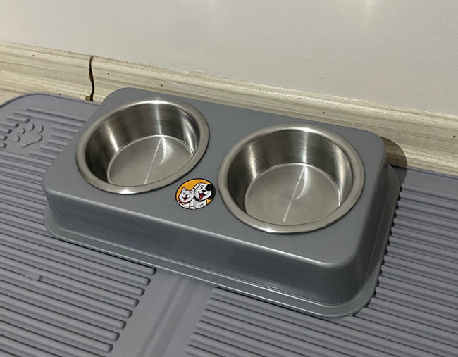 mahmutogluav av malzemeleri İkili Çelik Kaseli Mama ve Su Kabı Sert Plastik Gövde 30x16 cm ürün görseli