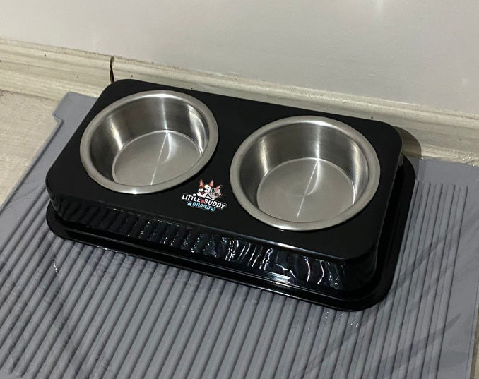 mahmutogluav av malzemeleri İkili Çelik Kaseli Mama ve Su Kabı Sert Plastik Gövde 30x16 cm ürün görseli