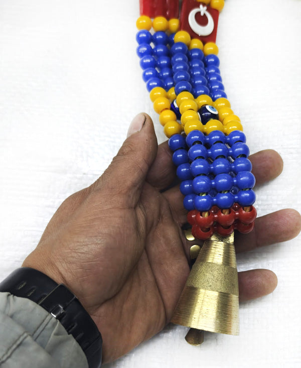 mahmutogluav av malzemeleri Türk bayraklı boncuklu keçi çanı tasma 7 cm büyük boy ürün görseli