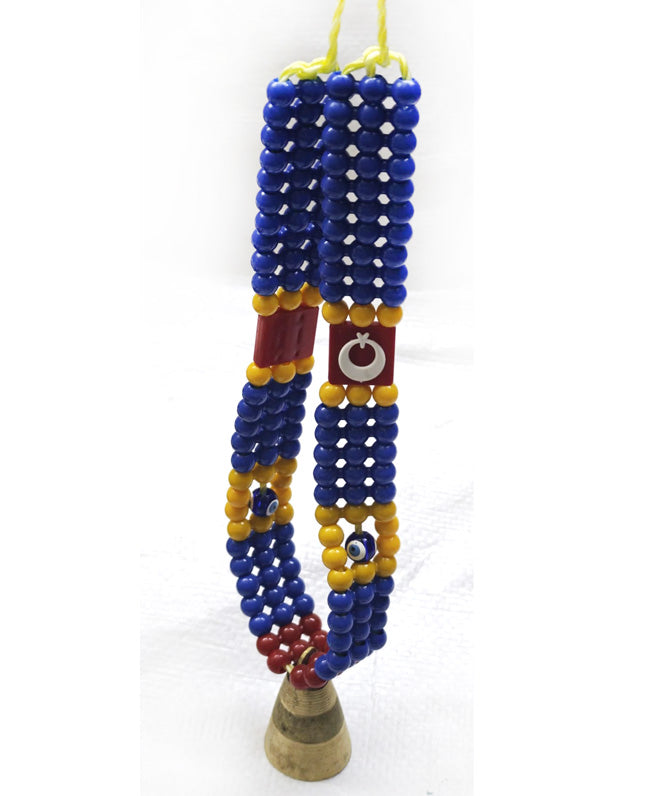 mahmutogluav av malzemeleri Türk bayraklı boncuklu keçi çanı tasma 7 cm büyük boy ürün görseli