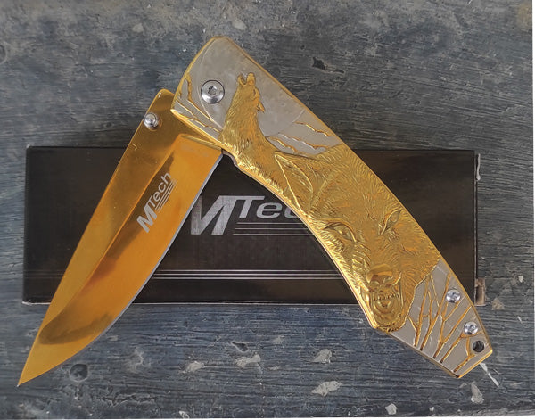Mtech MT-1005 gravürlü metal kabza çakı