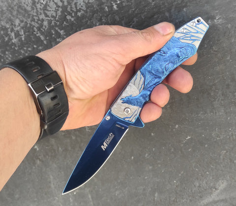 Mtech MT-1005 gravürlü metal kabza çakı