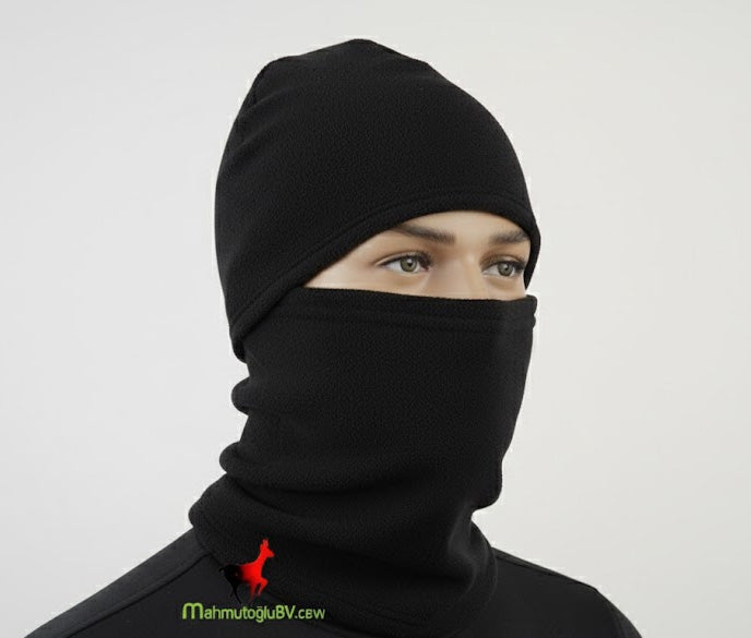 Polarlı Siyah Kar maskesi Balaklava