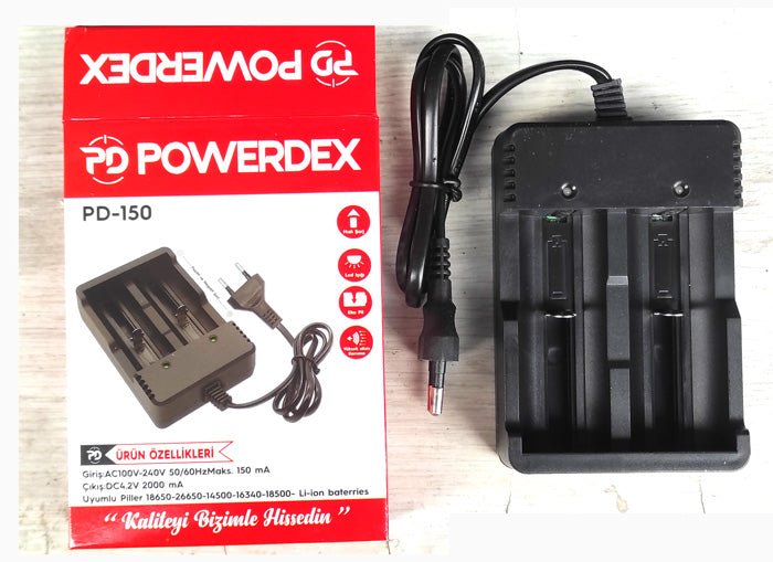 Powerdex PD-150 18650 3.7 v pil şarj cihazı 2 li