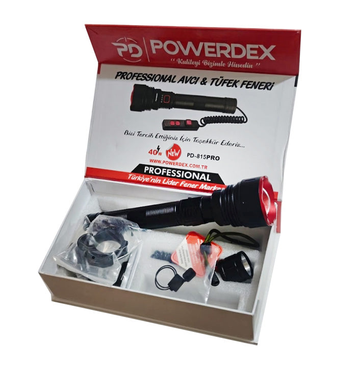 mahmutogluav av malzemeleri Powerdex PD-815 Pro 40W Professional Zoomlu El ve Tüfek Feneri ürün görseli