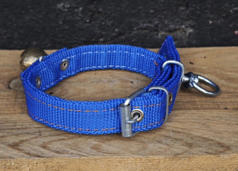Tongurdak zilli köpek tasması çift katlı 52 cm mavi