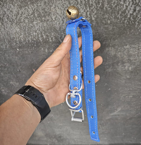 Tongurdak zilli köpek tasması çift katlı 52 cm mavi
