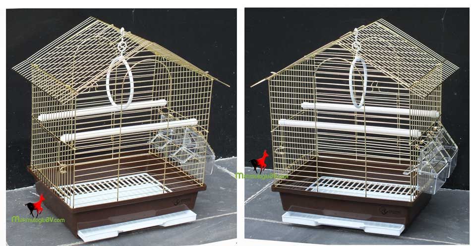 Dayang iki kapı çatılı muhabbet kuşu kafesi gold 30x23x38 cm