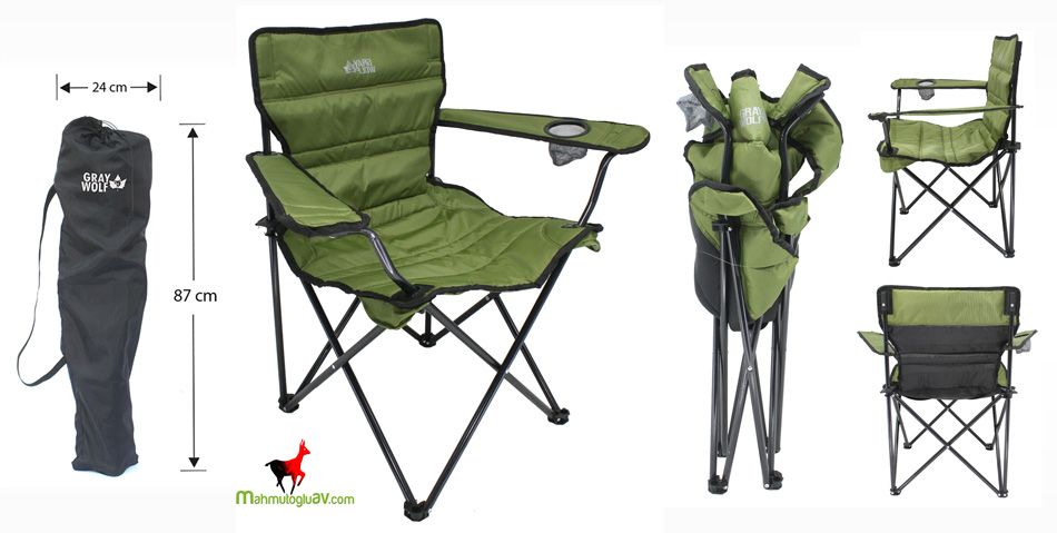 Gray wolf Quatro yeşil katlanır lüks kamp sandalyesi