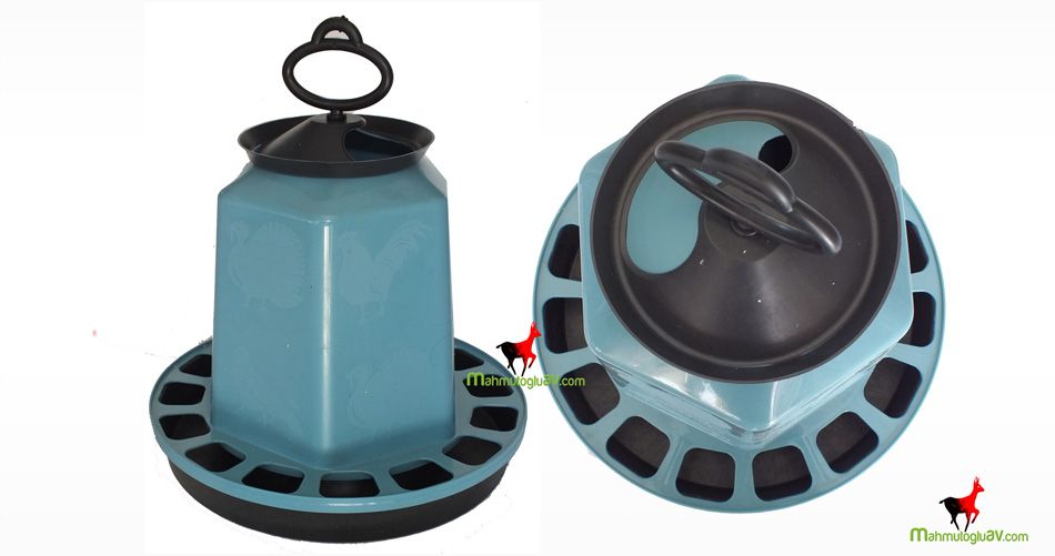 Tavuk yemliği 8 lt 34 cm Alttan vidalı mavi